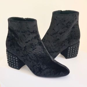 Kendall + Kylie Blythe Velvet Studded Block Heel Bootie